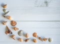 Assortment of Shells on White Wooden Table