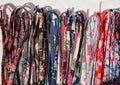 Assortment of shoelaces made with Chirimen cloth, japanese traditional kimono fabric.