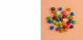 Assortment of small colored candies - Text space Royalty Free Stock Photo