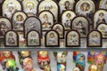 Assortment of souvenir religious Orthodox gifts. Moscow. 12.10.2018