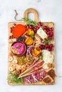 Assortment of spanish tapas or italian antipasti with hummus Royalty Free Stock Photo