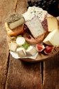 Assortment of speciality cheeses on a platter