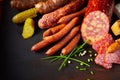 Assortment of speciality seasoned spicy sausages