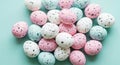 Assortment of Speckled Easter Eggs in Pastel Pink, Blue, and White image photo Royalty Free Stock Photo