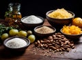 Assortment with spices dried fruit and carbohydrates