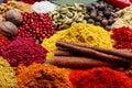 Assortment of spices seasoning on a black stone Royalty Free Stock Photo