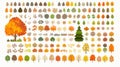 Assortment of stylized trees in various shapes sizes and colors on a white background flat design Royalty Free Stock Photo