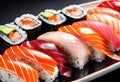 An assortment of sushi nigiri.