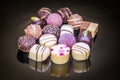 Assortment Sweet Decorated Chocolate Candies and Pralines