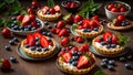 assortment tartlets cream, strawberries, nutrient beautiful home ingredient bakery