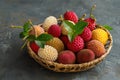 Assortment of tasty and fresh litchi exotic fruits Royalty Free Stock Photo