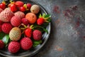 Assortment of tasty and fresh litchi exotic fruits Royalty Free Stock Photo