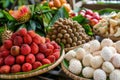 Assortment of tasty and fresh litchi exotic fruits Royalty Free Stock Photo