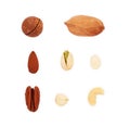 Assortment of tasty nuts on white background Royalty Free Stock Photo