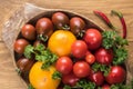 Assortment of tomatoes in bowl Royalty Free Stock Photo