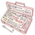 Assortment of Tools in a Red Metal Case Royalty Free Stock Photo