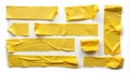 Assortment of Torn Yellow Sticky Tape Pieces Creative Design Elements for Various Projects on a Crisp White Background Royalty Free Stock Photo