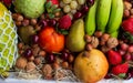 Assortment of tropical colorful and delicious fruits