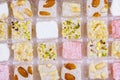 Assortment turkish delight in box close-up Royalty Free Stock Photo