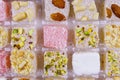 Assortment turkish delight in box close-up Royalty Free Stock Photo