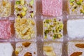 Assortment turkish delight in box close-up Royalty Free Stock Photo