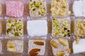 Assortment turkish delight in box close-up Royalty Free Stock Photo