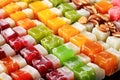 Assortment of Turkish Delight in a market stall. Selective focus. Generative AI