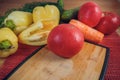 assortment of vegetables, fresh tomato, pepper, parsley, carrots.