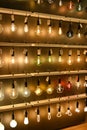 Assortment of vintage style decorative lightbulbs in design shop