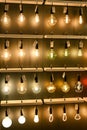 Assortment of vintage style decorative lightbulbs in design shop