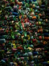 Assortment of woolen threads arranged in a vibrant pattern Royalty Free Stock Photo