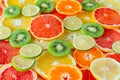 Assorty of sliced citrus fruits. Can be used as background Royalty Free Stock Photo