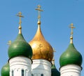 Assumption Cathedral in Kolomna. Domes of an old Russian church. Domes of the Russian Orthodox Church. Royalty Free Stock Photo