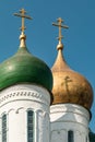 Assumption Cathedral in Kolomna. Domes of an old Russian church. Domes of the Russian Orthodox Church. Royalty Free Stock Photo