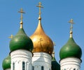 Assumption Cathedral in Kolomna. Domes of an old Russian church. Domes of the Russian Orthodox Church. Royalty Free Stock Photo