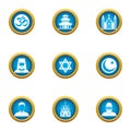 Assumption icons set, flat style