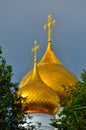 Assumption orthodox Cathedral with golden domes in Yaroslavl, Russia Royalty Free Stock Photo