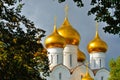 Assumption orthodox Cathedral with golden domes in Yaroslavl, Russia Royalty Free Stock Photo