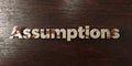 Assumptions - grungy wooden headline on Maple - 3D rendered royalty free stock image