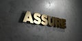 Assure - Gold sign mounted on glossy marble wall - 3D rendered royalty free stock illustration Royalty Free Stock Photo