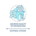 Assuring quality of information turquoise concept icon