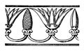 Assyrian Ornament is a Repeating band motive with pine cones vintage engraving