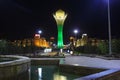 Bayterek tower in Astana, capital of Kazakhstan, by night