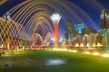 Astana cityscape. Colorful fountains