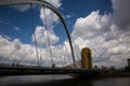 Astana, Kazakhstan - August 27, 2016: Karaotkel bridge near embankment