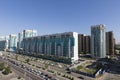 Astana, Kazakhstan, August 2 2018: Modern residential and business buildings on Sarayshik street in the center of Astana Royalty Free Stock Photo