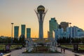 ASTANA, KAZAKHSTAN - JULY 8, 2018: Skyline of Astana now Nur-Sultan with Bayterek Tower, capital of Kazakhst