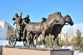 Astana / Kazakhstan - Monument featuring a historic Kazakh warrior