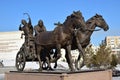 Astana / Kazakhstan - Monument featuring a historic Kazakh warrior