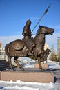 Astana / Kazakhstan - Monument featuring a historical Kazakh warrior